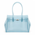 Jelly Firkin colorful water-resistant tote bags in blue, pink, green, white, purple and orange