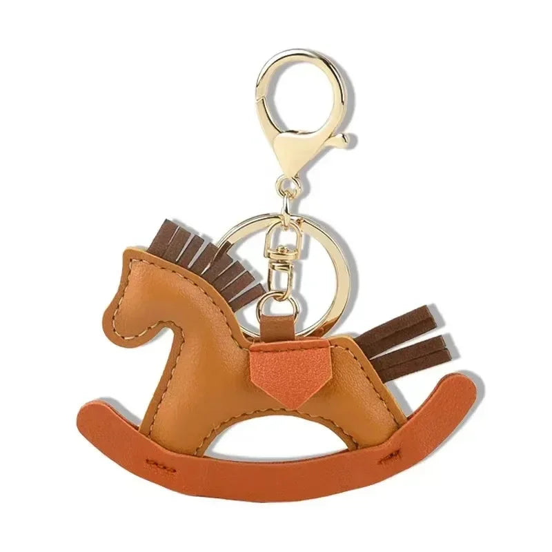 Rocking Horse Leather Bag Charm | Cute Keychain & Bag Accessory