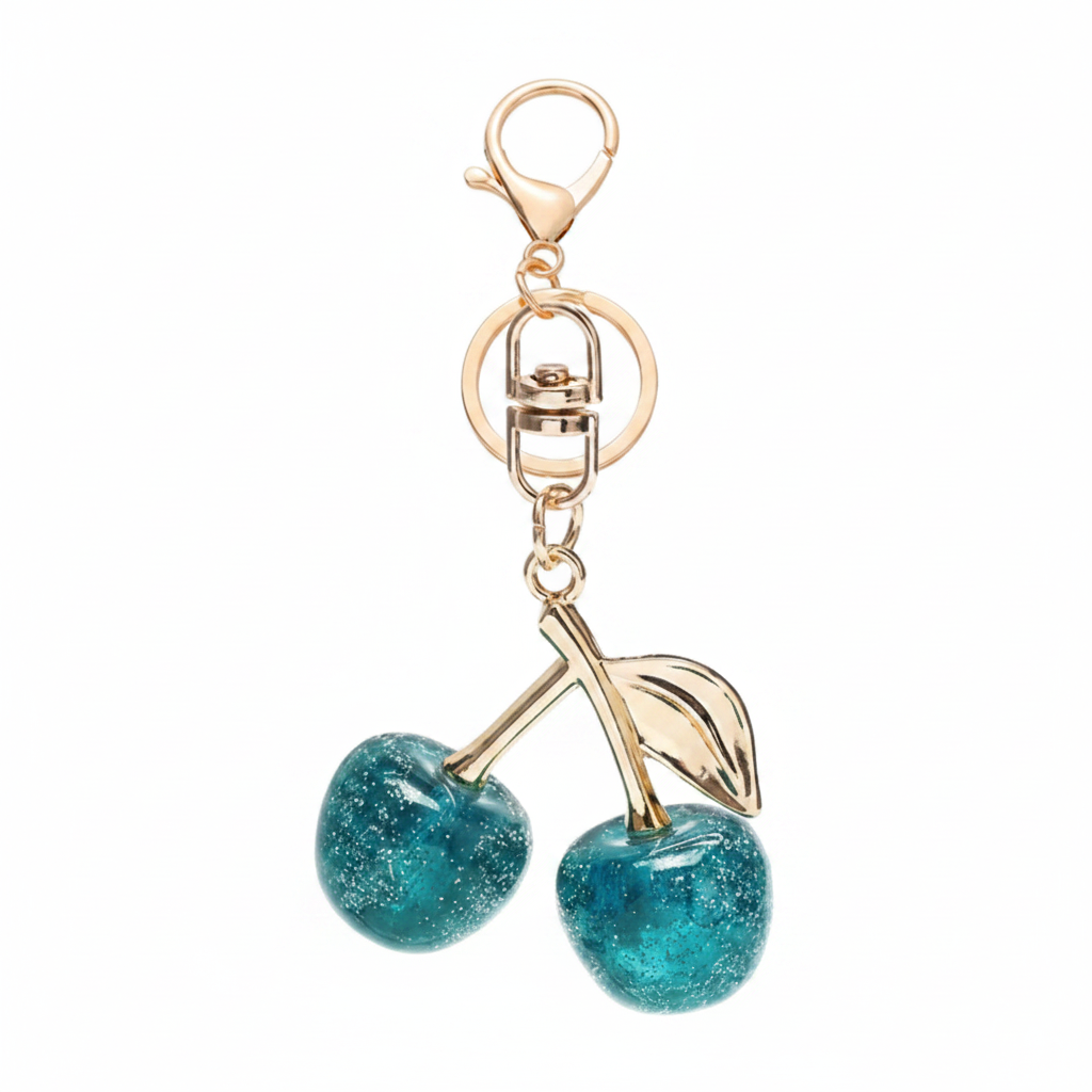 Cherry Keychain Bleu